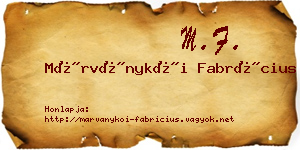 Márványkői Fabrícius névjegykártya